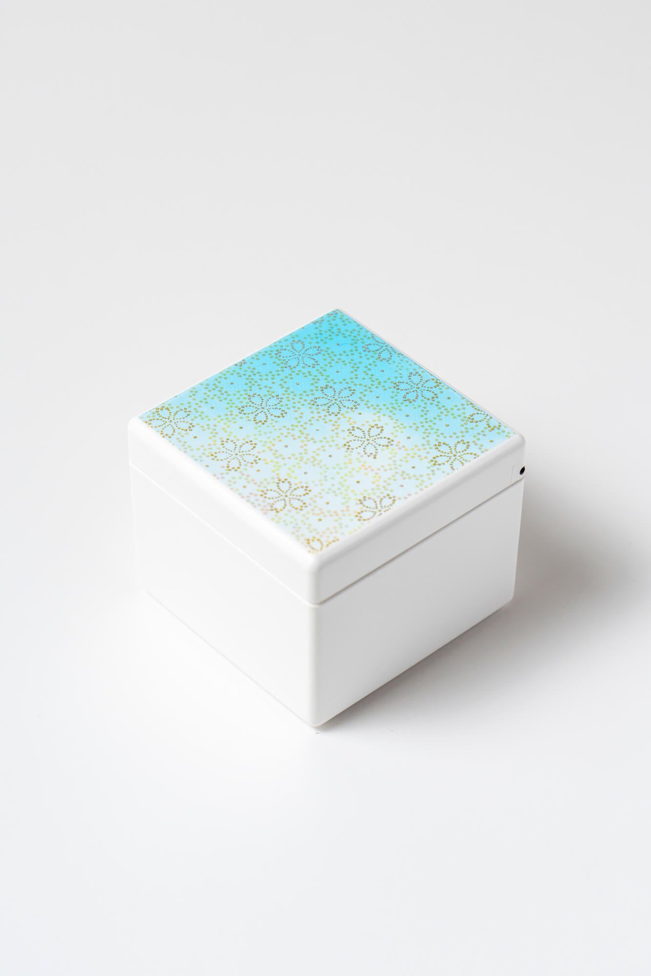 鏡付リングBOX【白 桜紋(ブルー)】