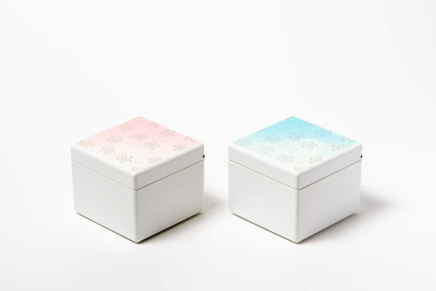 鏡付リングBOX【白 桜紋(ピンク)】
