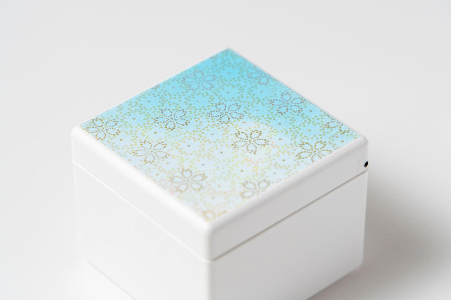 鏡付リングBOX【白 桜紋(ブルー)】
