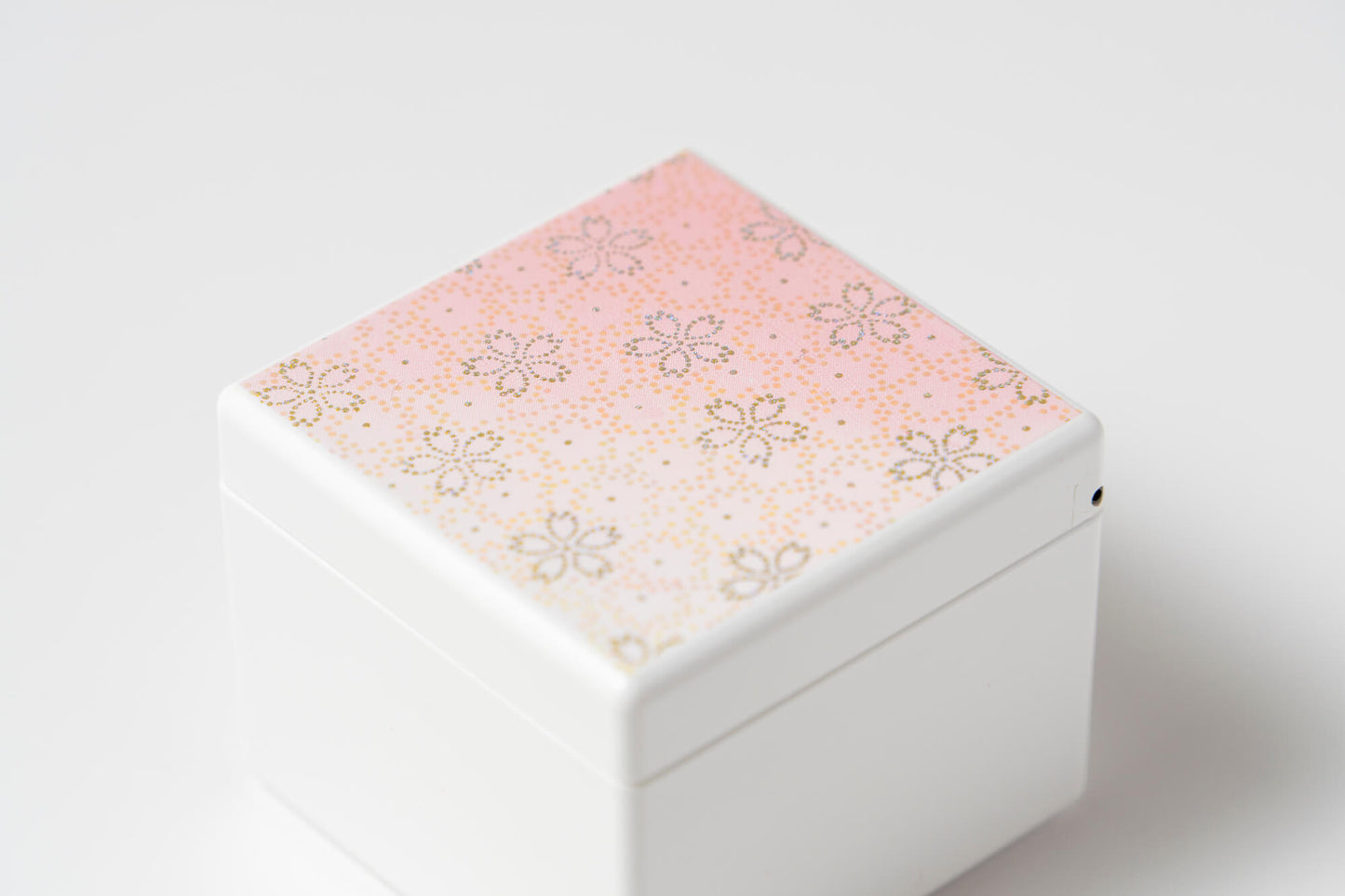 鏡付リングBOX【白 桜紋(ピンク)】